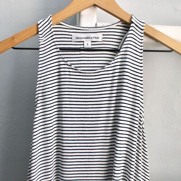 Abercrombie & Fitch White Black Striped Shift Swing Tank Dress Size Small - Picture 5 of 8